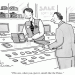 cartoon of man buying e-book