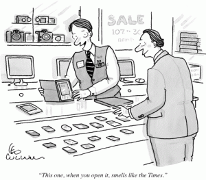 cartoon of man buying e-book