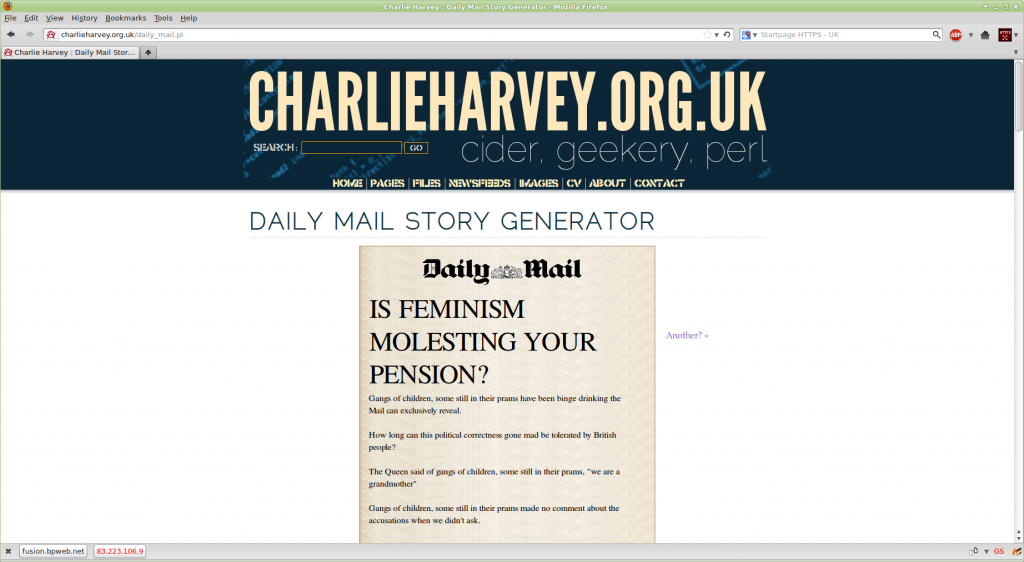 image of spoof daily mail random page